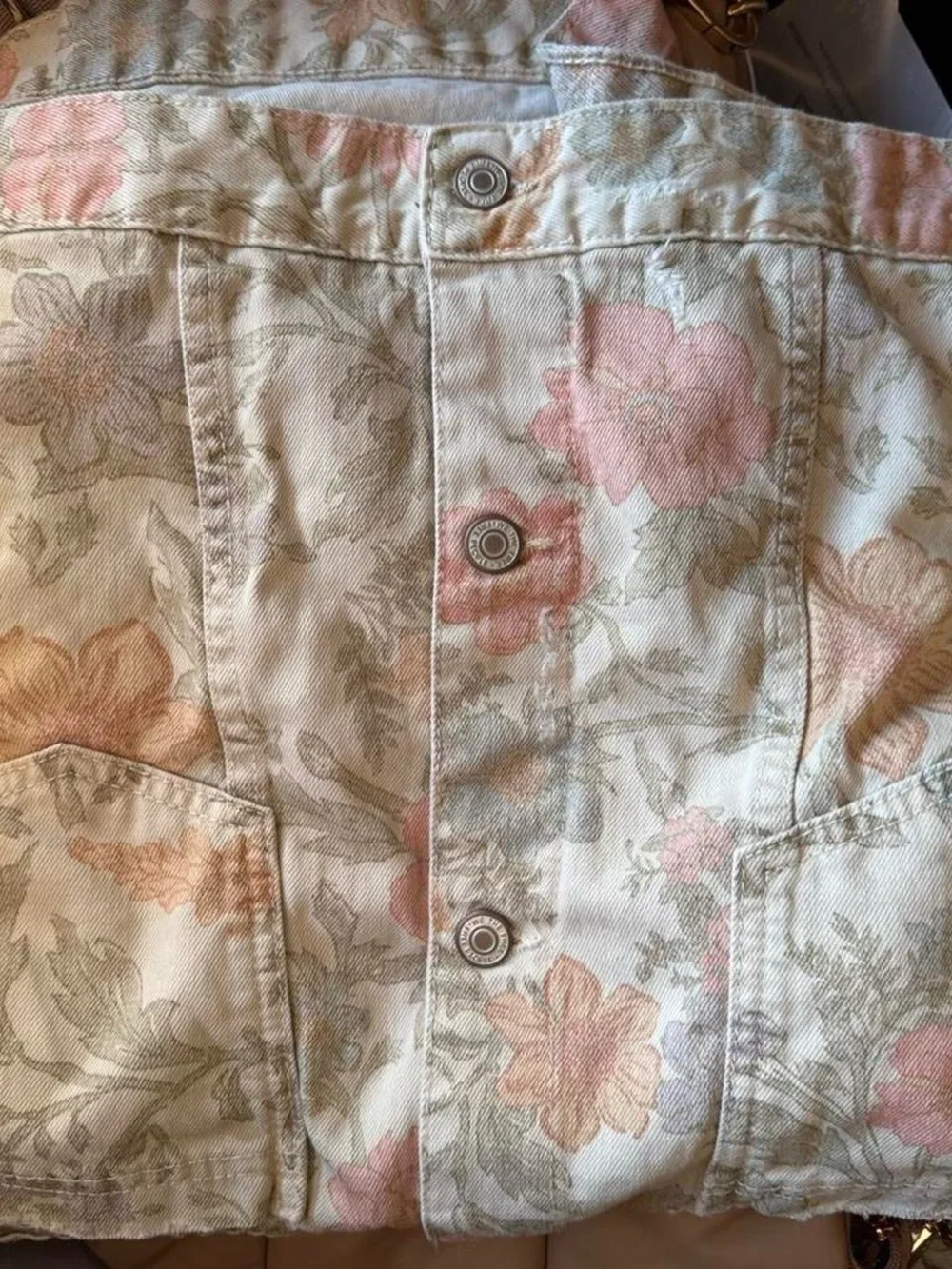 Free People Opal Swing Denim Jacket in Ivory‎ Combo - Picture 5 of 6